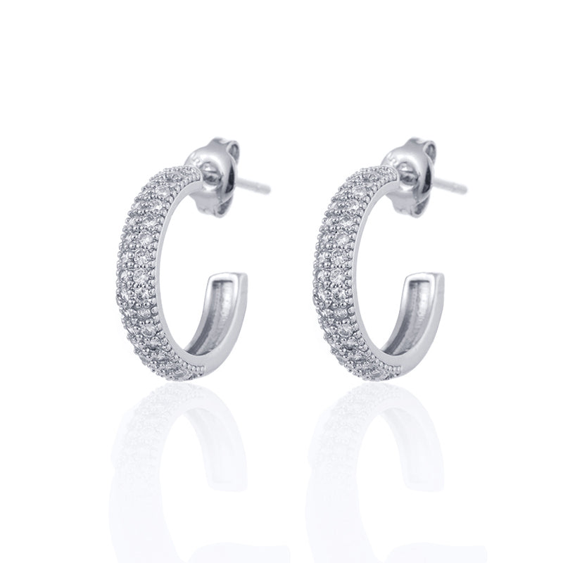 INS Style C Shape Ear Studs by Copper with Inlay Zircon