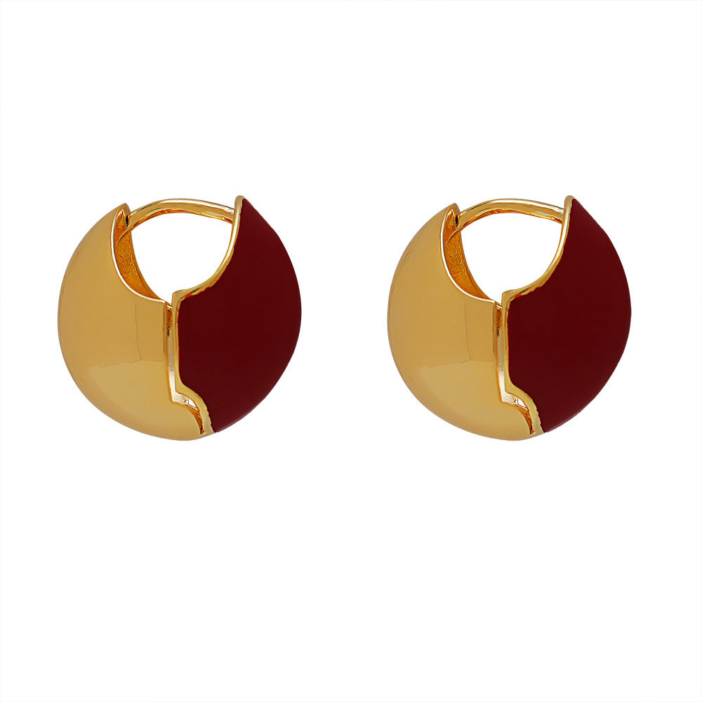 Retro Color Block Copper Plating Earrings