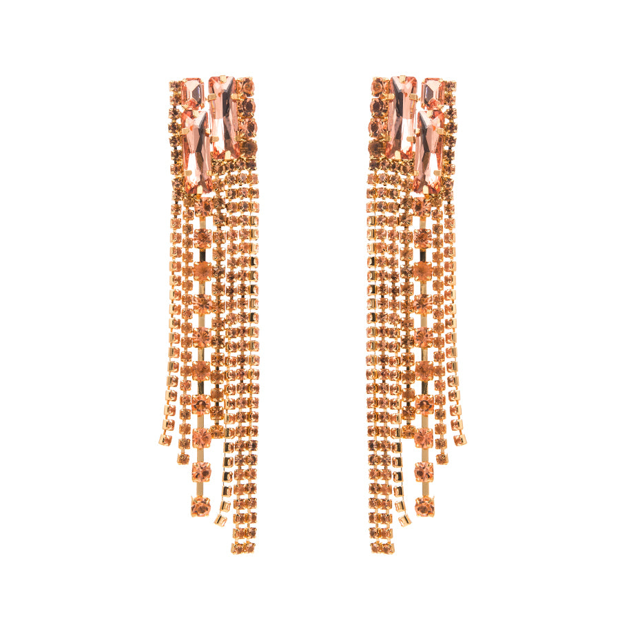 Fashion Geometric Alloy Rhinestone Tassel Earrings