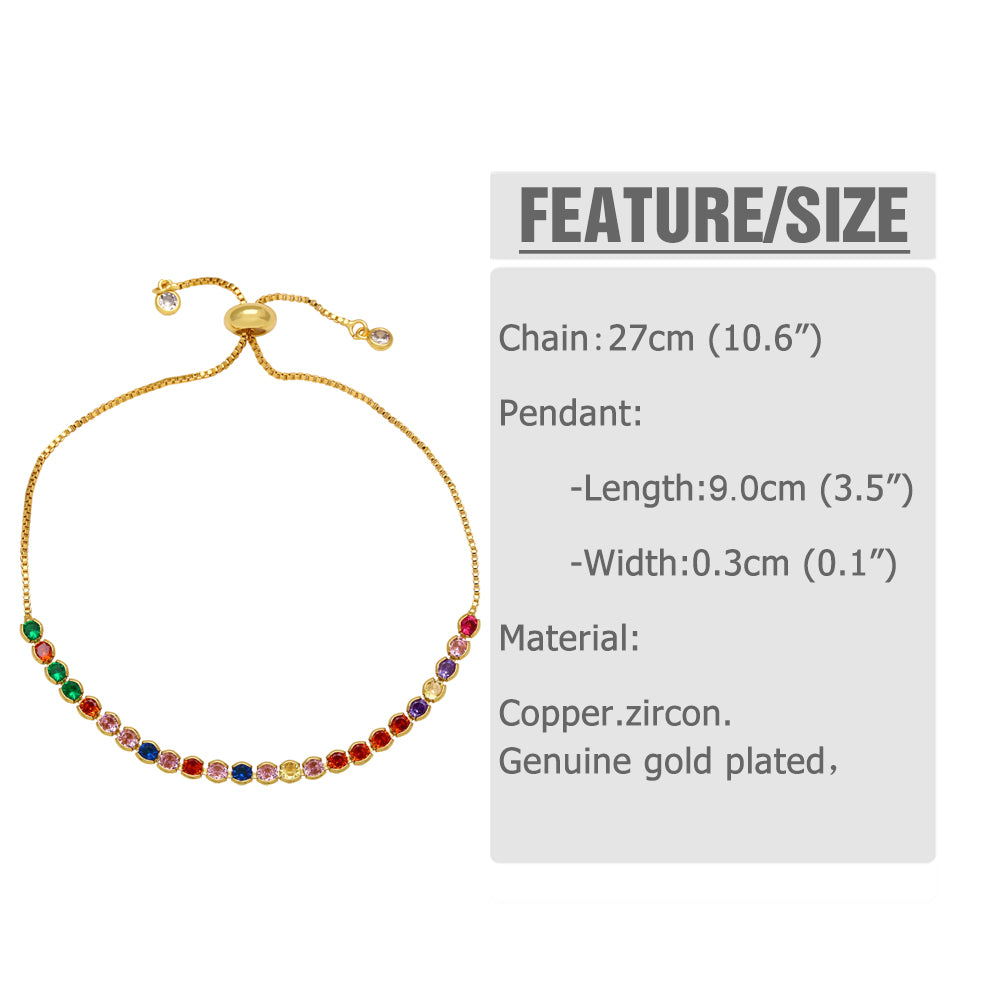 Round Copper 18K Gold Plated Zircon Bracelets