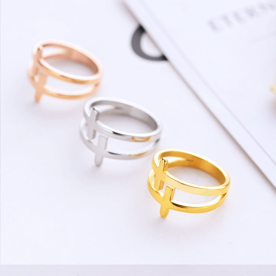 Simple Style Solid Color Titanium Steel Plating Ring