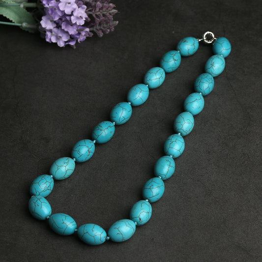 Ethnic Style Oval Turquoise Polishing Necklace, pack of 2 pieces