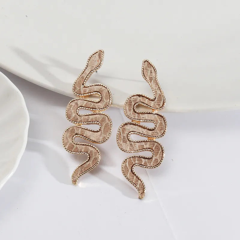 Vintage Style Snake Alloy Inlay Pu Shell Women's Ear Studs, pack of 2 pieces