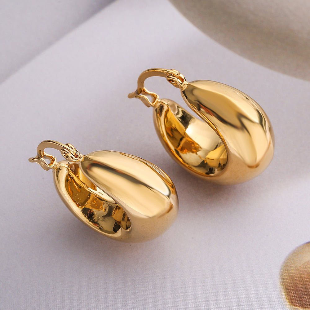 Simple Style Solid Color Copper Plating 18K Gold Plated Earrings