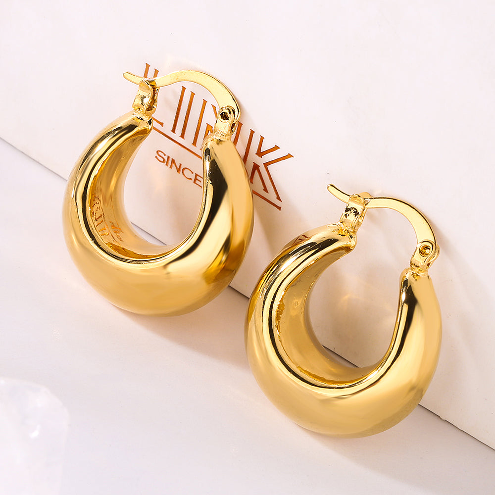 Simple Style Solid Color Copper Plating 18K Gold Plated Earrings