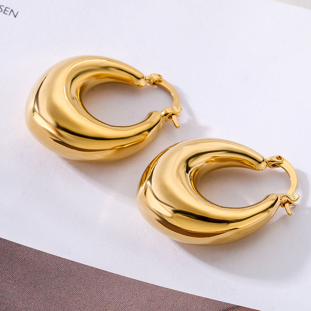 Simple Style Solid Color Copper Plating 18K Gold Plated Earrings