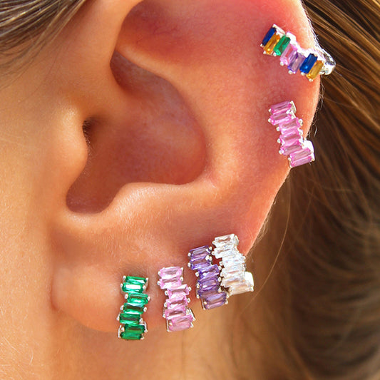 Glamorous σκουλαρίκια διακοσμημένα με μονόχρωμα ζιργκόν, από χαλκό