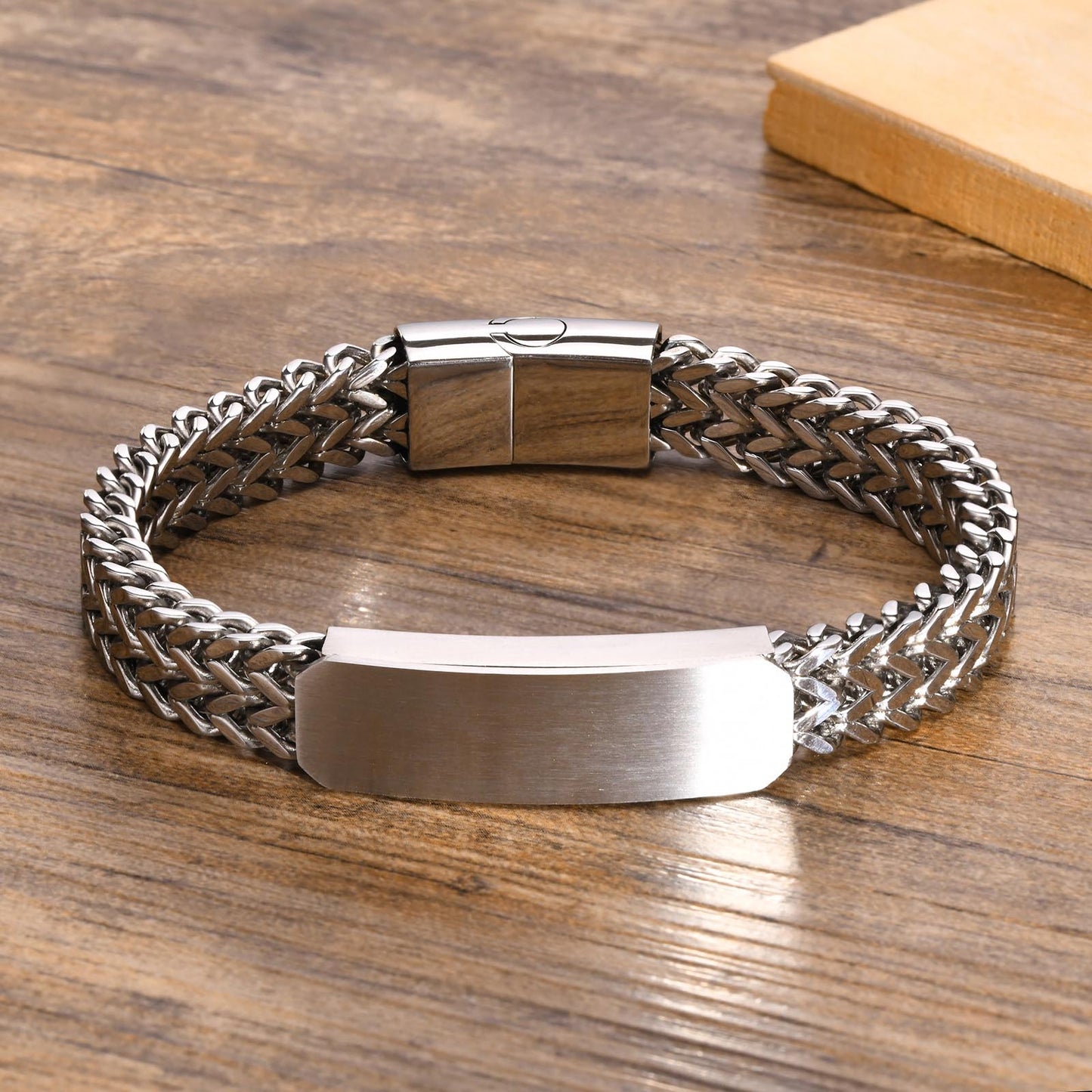 Solid Color Stainless Steel Layered Handmade Polishing Men'S Bracelets