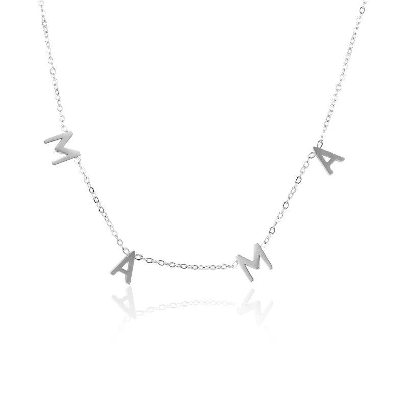 Mama Simple Style Letter Sterling Silver Plating Inlay Zircon Necklace