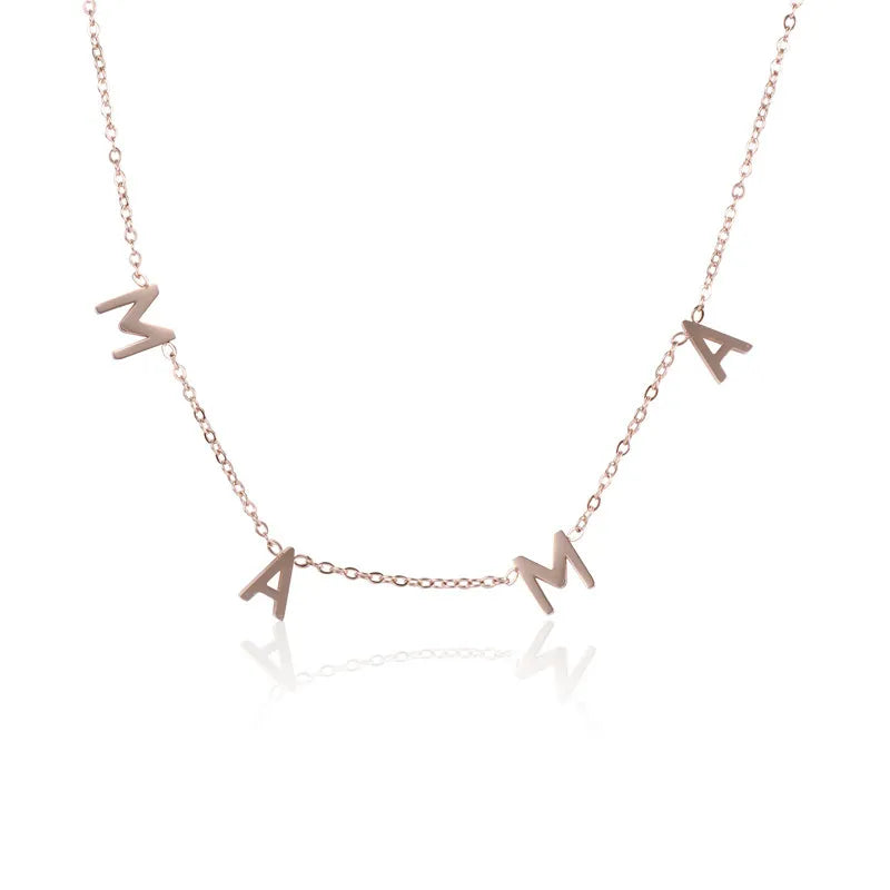 Mama Simple Style Letter Sterling Silver Plating Inlay Zircon Necklace