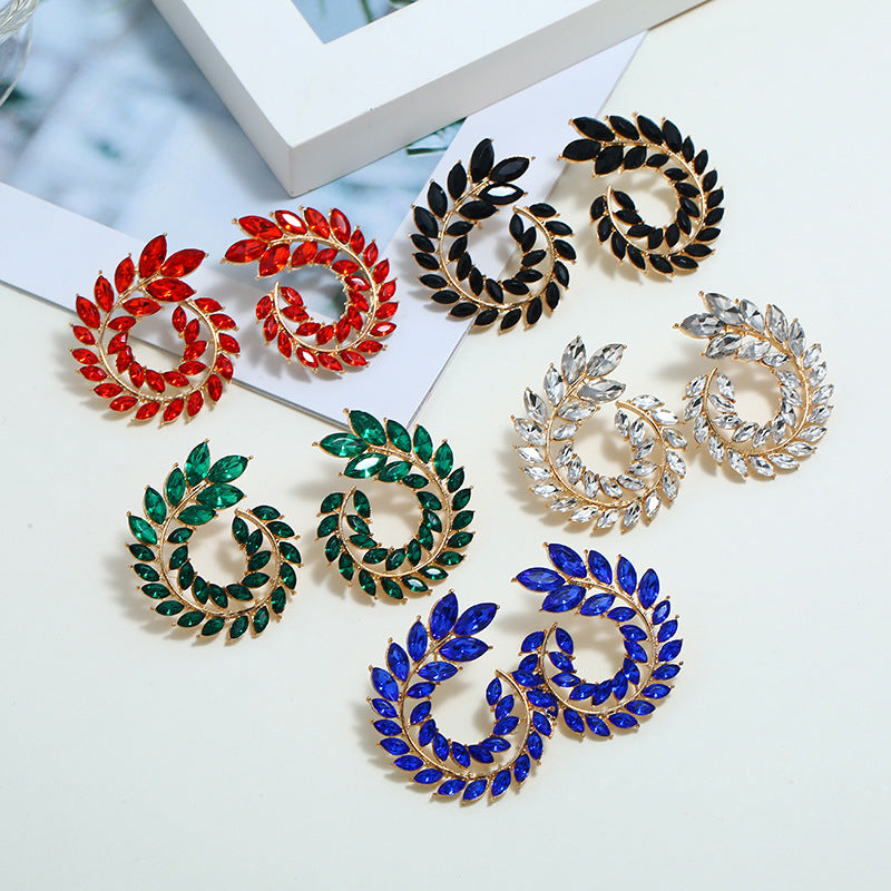 Ethnic Style Earrings with Inlay Rhinestones in Water Droplets shape by Alloy, pack of 2 pairs