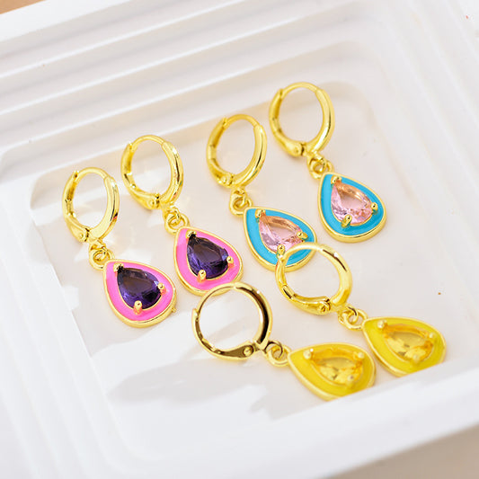 Cute Water Droplets Zircon  Earrings