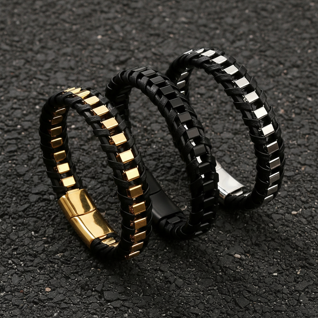 Δερμάτινο βραχιόλι με ατσάλι και μαγνητικό κούμπωμα – 3 μεγέθη & 3 χρώματα – So Cute by Dimi