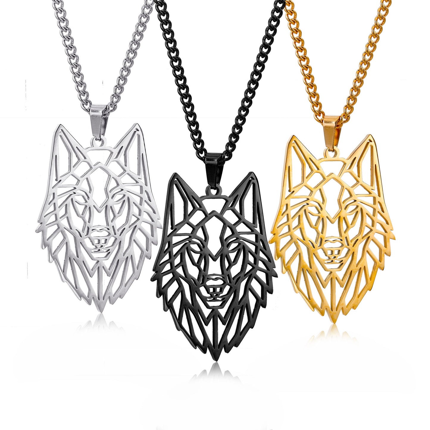 Wolf Stainless Steel Men'S Pendants Necklace