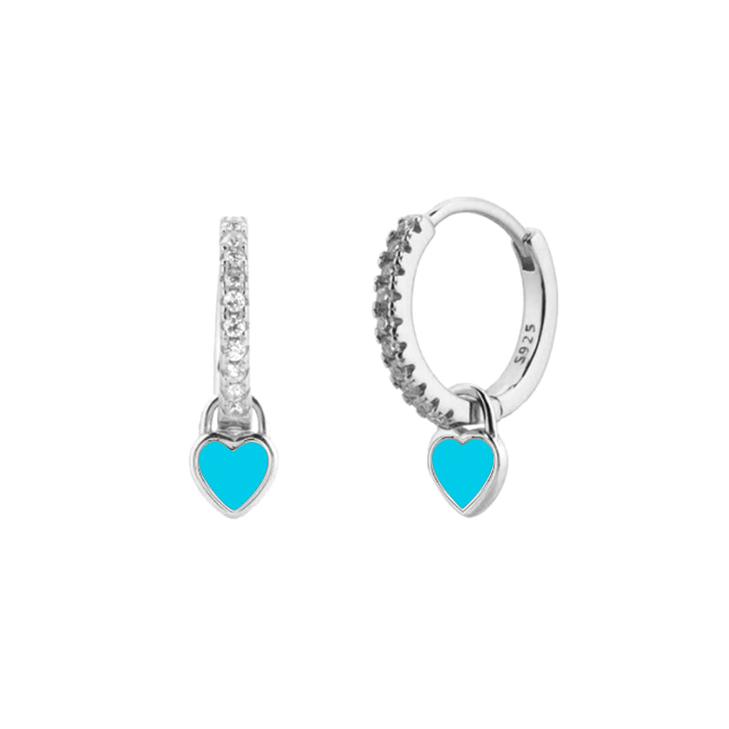 French Style Sweet Heart Shape Drop Earrings by Copper with Enamel Plating and Inlay Zircon