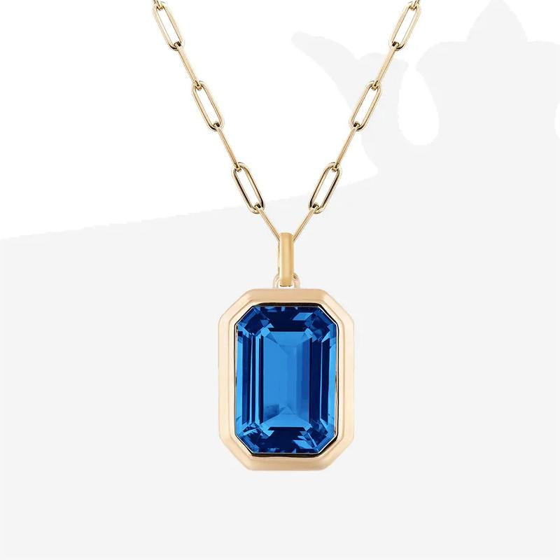 Vintage Style Square Stainless Steel Plating Inlay Zircon 18K Gold Plated Pendant Necklace