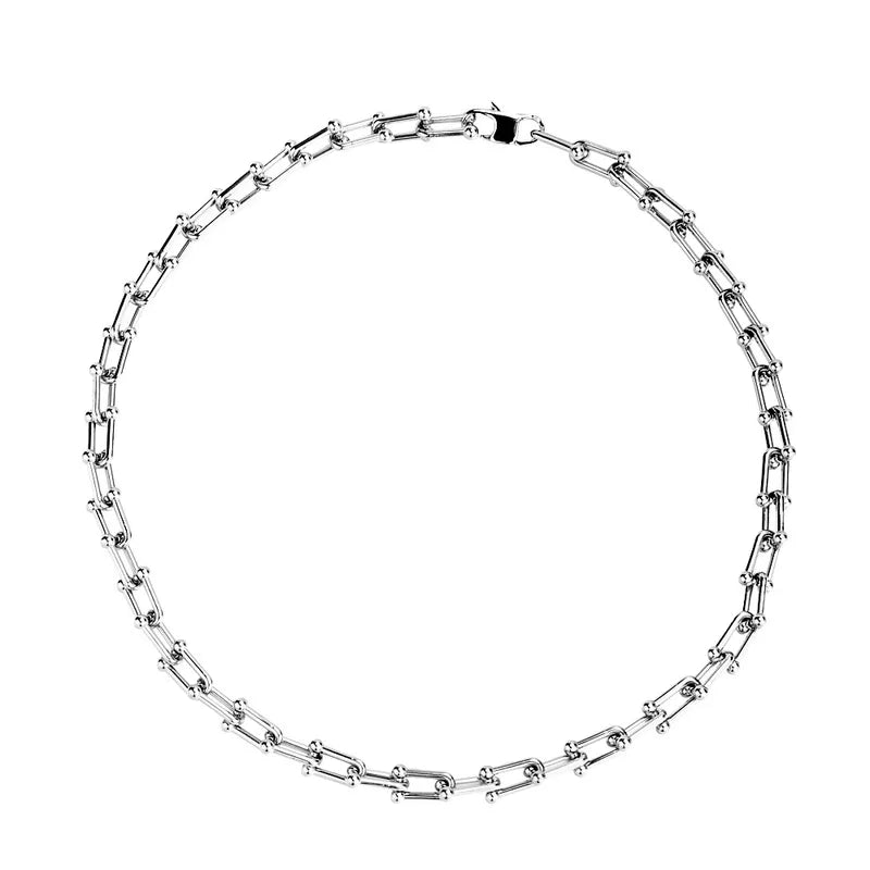 Streetwear U Shape Titanium Steel Necklace 45cm, pack of 2 pieces