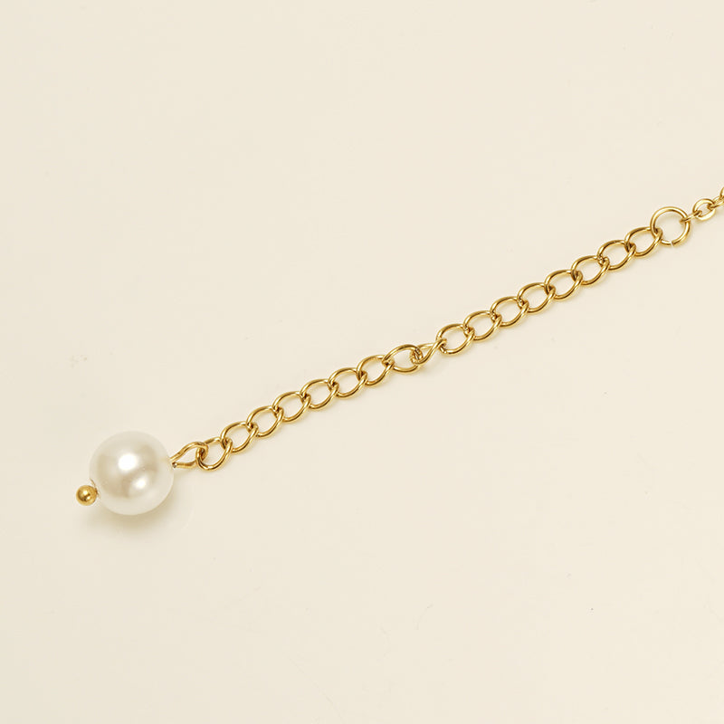 Women'S Anklet with pendant pearls by 18K Gold Plated Stainless Steel
