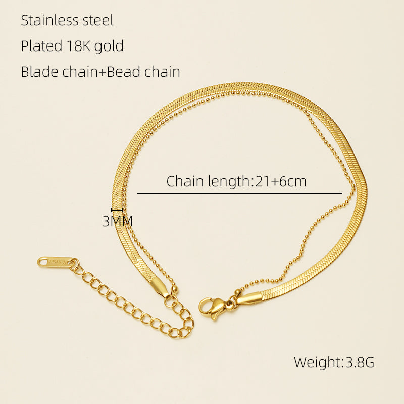 Gold Plated (18K) Women'S Anklet /Vacation /Simple Style /Solid Color /Stainless Steel Plating