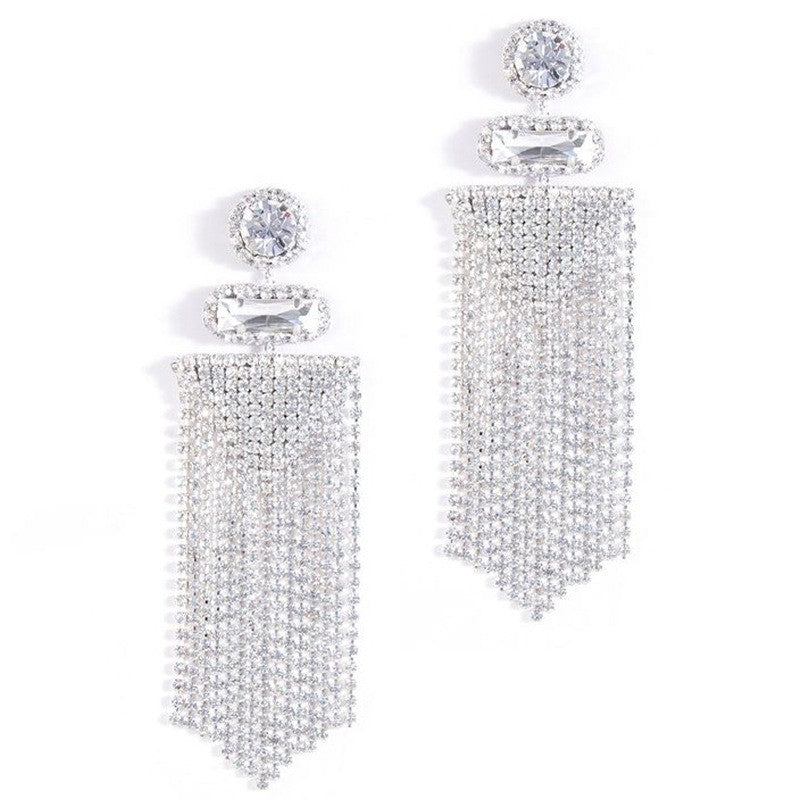 Business Solid Color Rhinestone Patchwork Women'S Drop Earrings