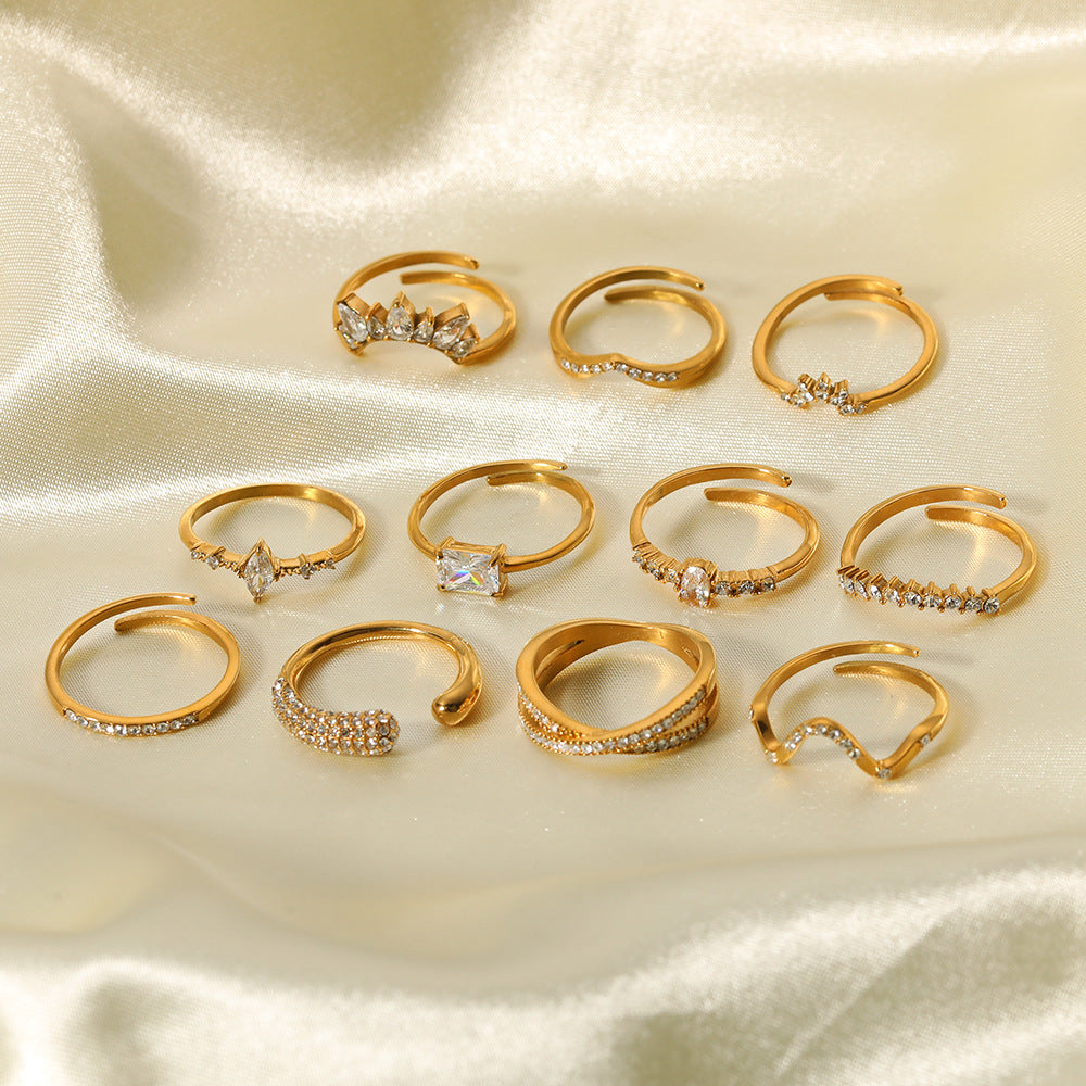 Stainless Steel Inlay Zircon Rings