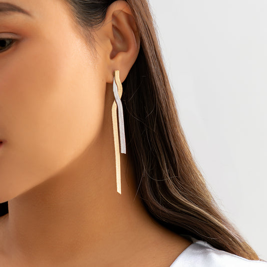 Retro Color Block Tassel Metal Copper Women'S Drop Earrings