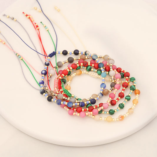 Vacation Bohemian Round Natural Stone Seed Bead Bracelets