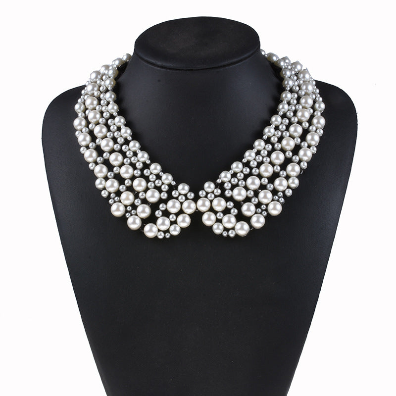 Glam Geometric Alloy Inlay Artificial Pearls Rhinestones Women'S Necklace