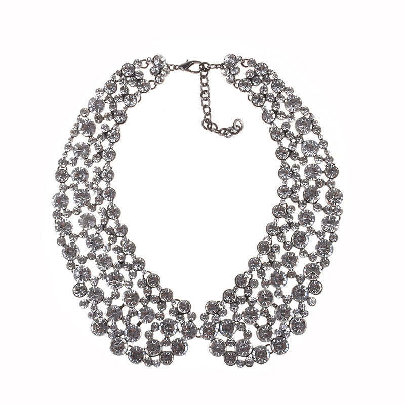 Glam Geometric Alloy Inlay Artificial Pearls Rhinestones Women'S Necklace