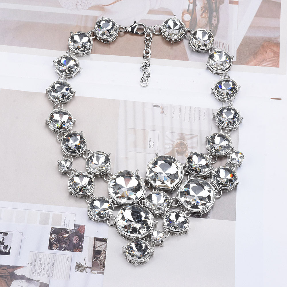 Exaggerated Round Alloy Inlay Glass Women's Necklace