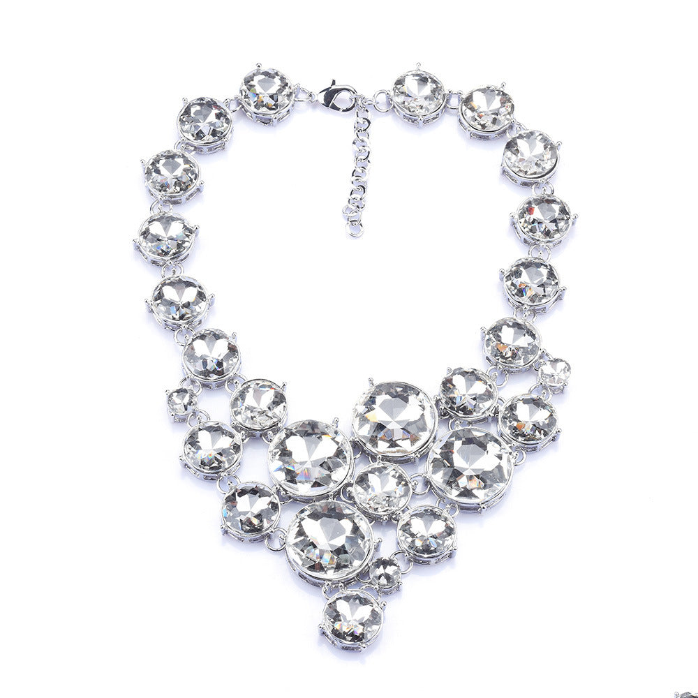 Exaggerated Round Alloy Inlay Glass Women's Necklace