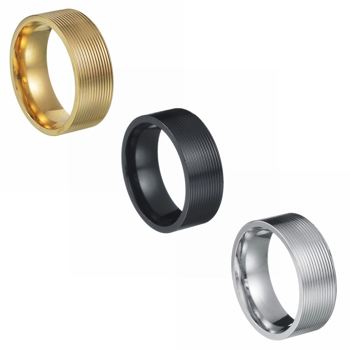 Simple Style Geometric Titanium Steel Plating Men'S Rings