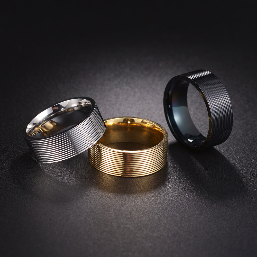 Simple Style Geometric Titanium Steel Plating Men'S Rings
