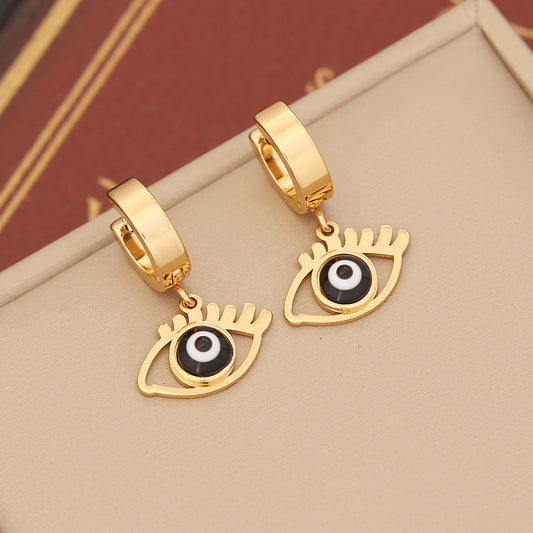 IG Style Devil'S Eye Enamel Stainless Steel Drop Earrings design No.8