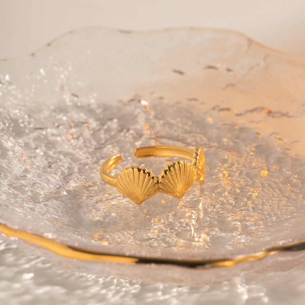 Artistic δαχτυλίδι μα κοχύλια από επιχρυσωμένο 18Κ ατσάλι 