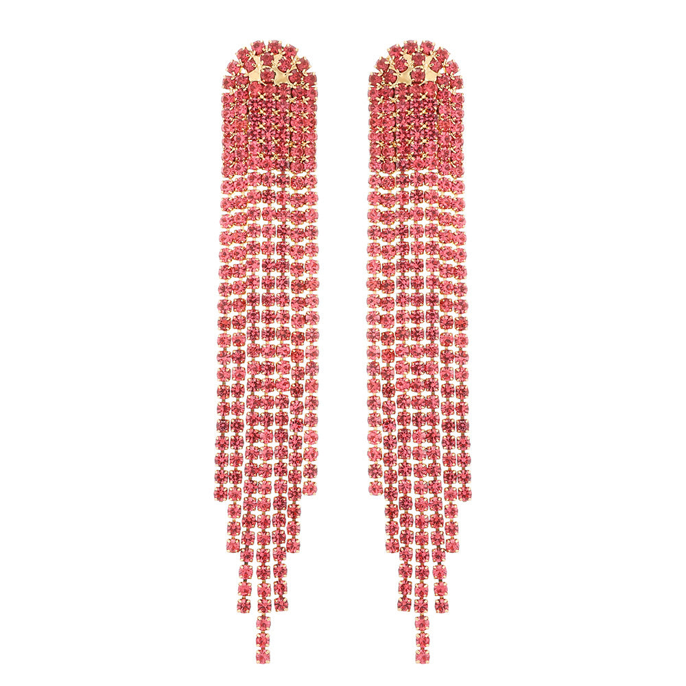 Retro Lady Simple Style Tassel Rhinestone Women'S Drop Earrings