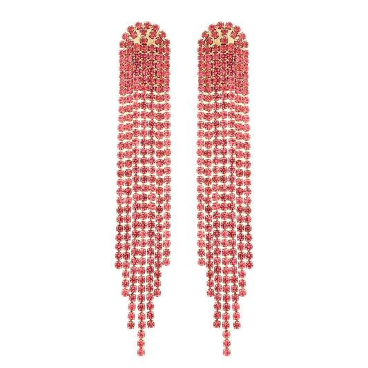 Retro Lady Simple Style Tassel Rhinestone Women'S Drop Earrings