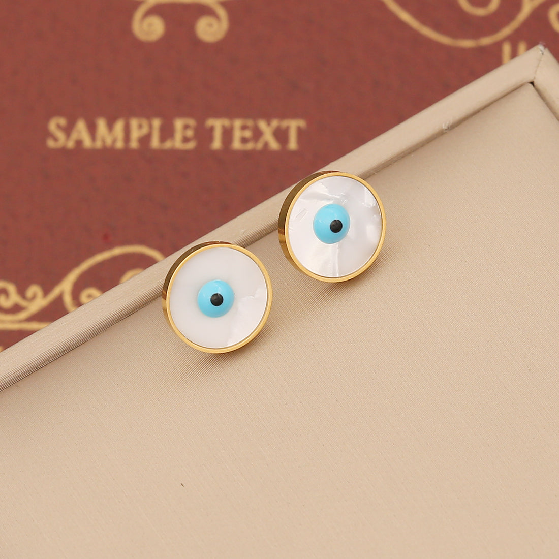 Artistic Round Evil Eye Stainless Steel Enamel Earrings