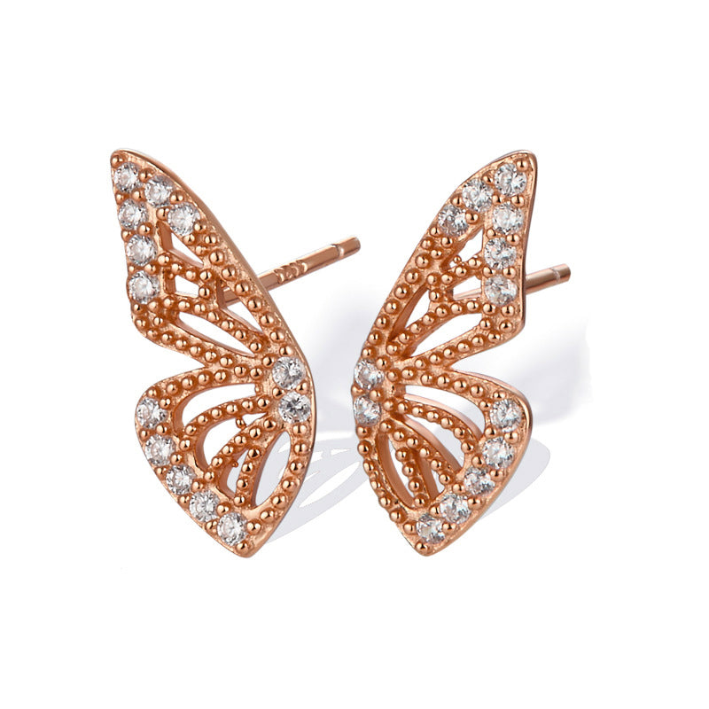 Elegant Sweet Butterfly Copper Ear Studs with Zircon