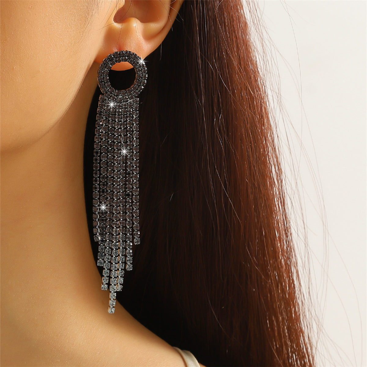 Sweet Tassel Copper Rhinestones  Drop Earrings