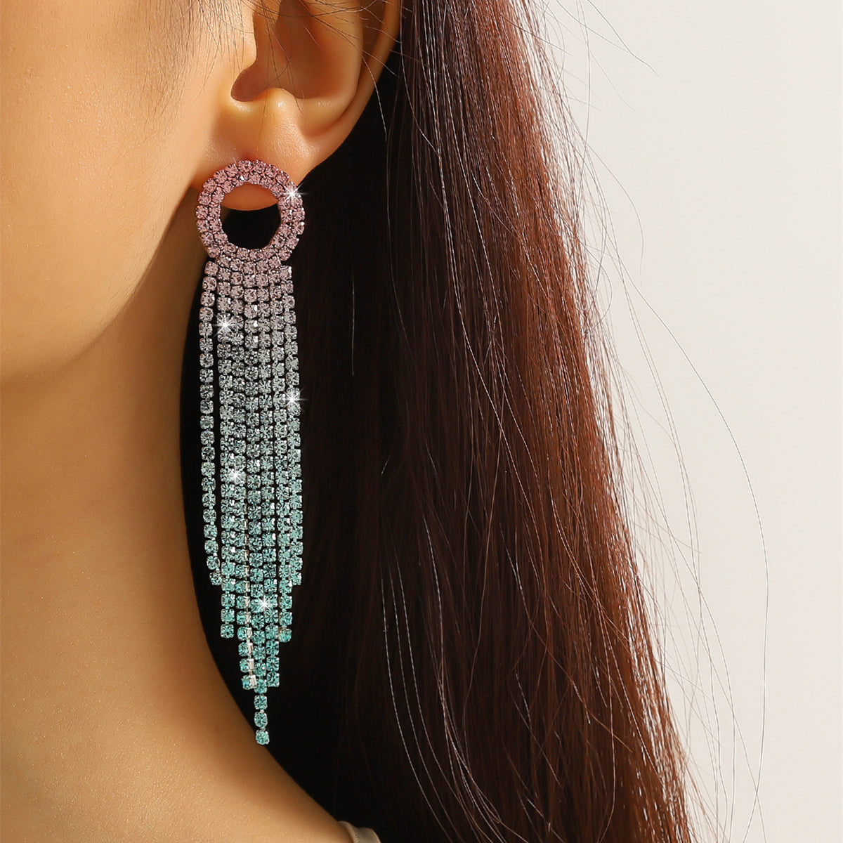 Sweet Tassel Copper Rhinestones  Drop Earrings