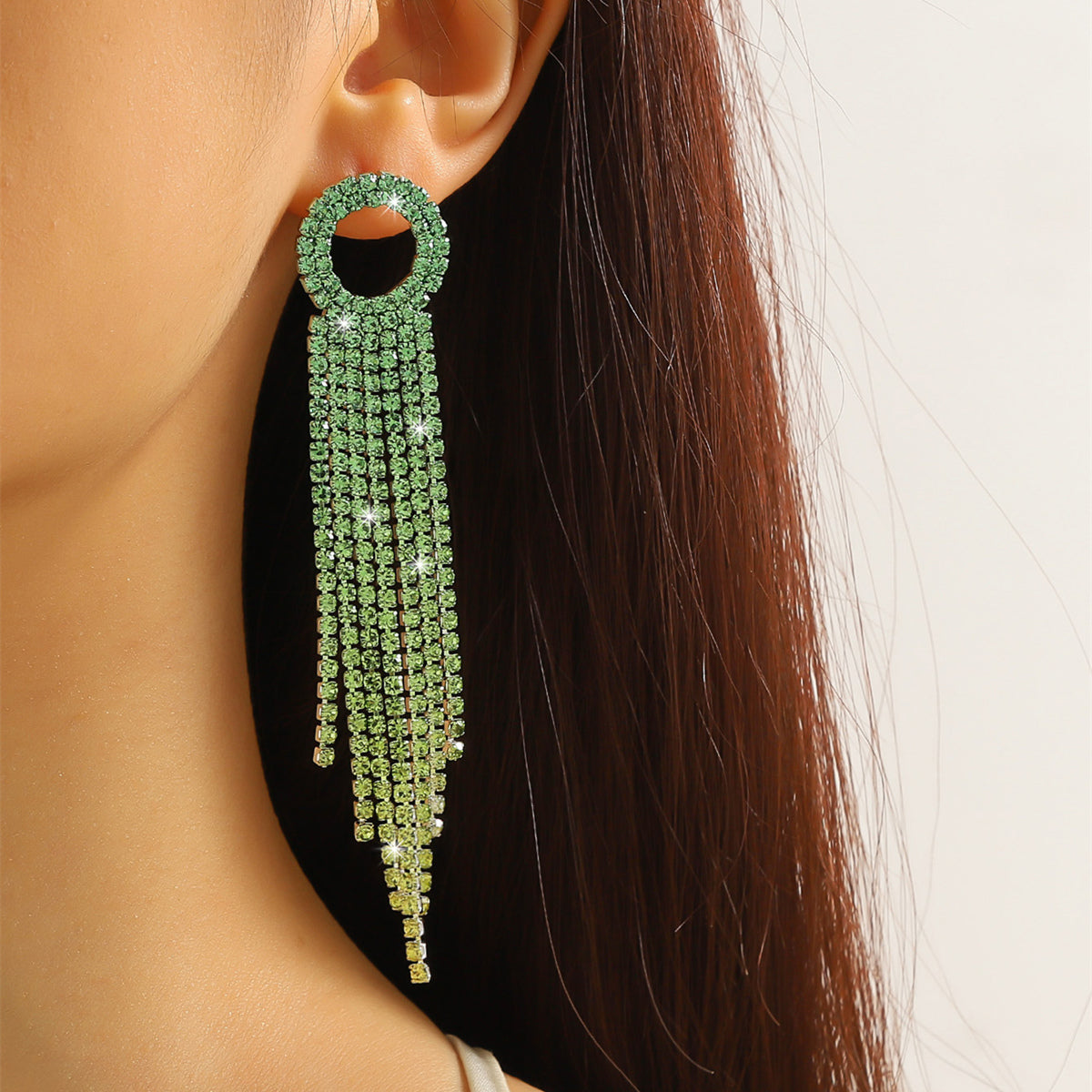 Sweet Tassel Copper Rhinestones  Drop Earrings