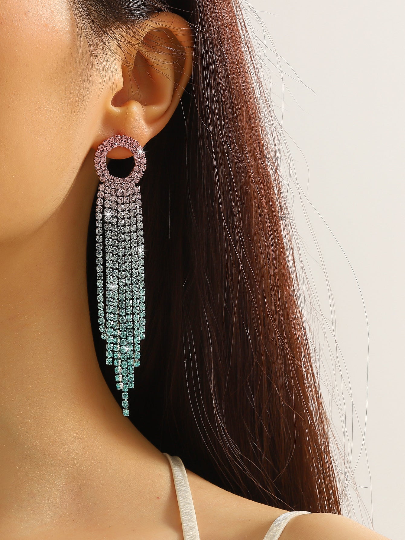 Sweet Tassel Copper Rhinestones  Drop Earrings