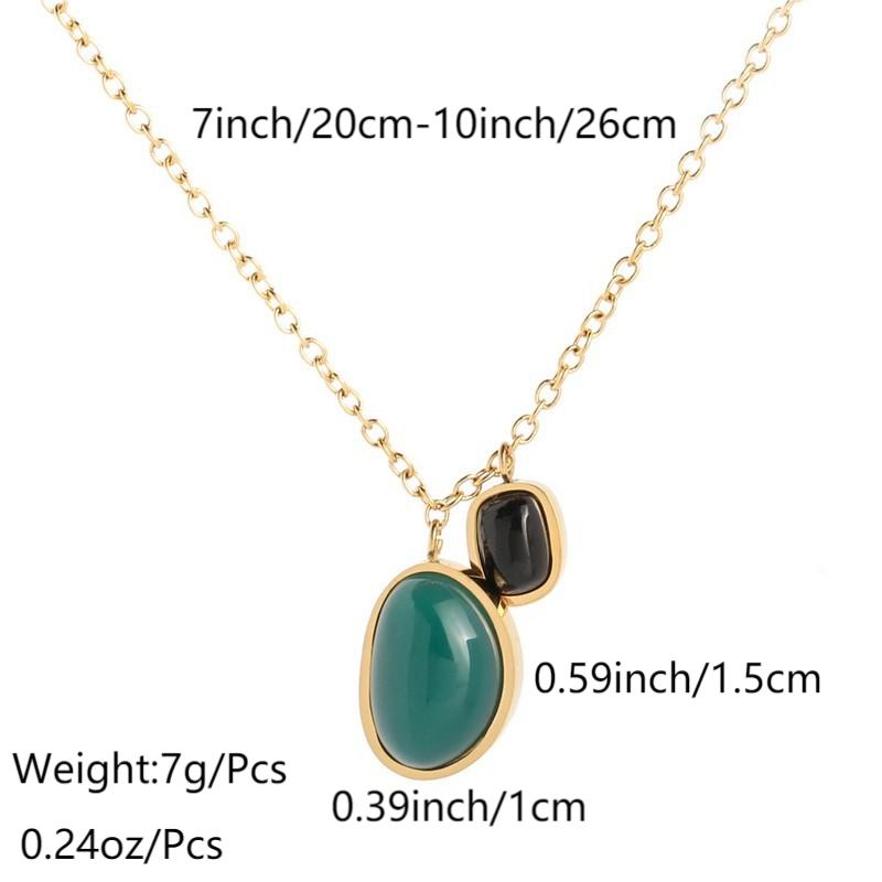 Streetwear Stainless Steel 18K Gold Plated Anklet with Agate and Obsidian in Oval and Rectangle shape respectively