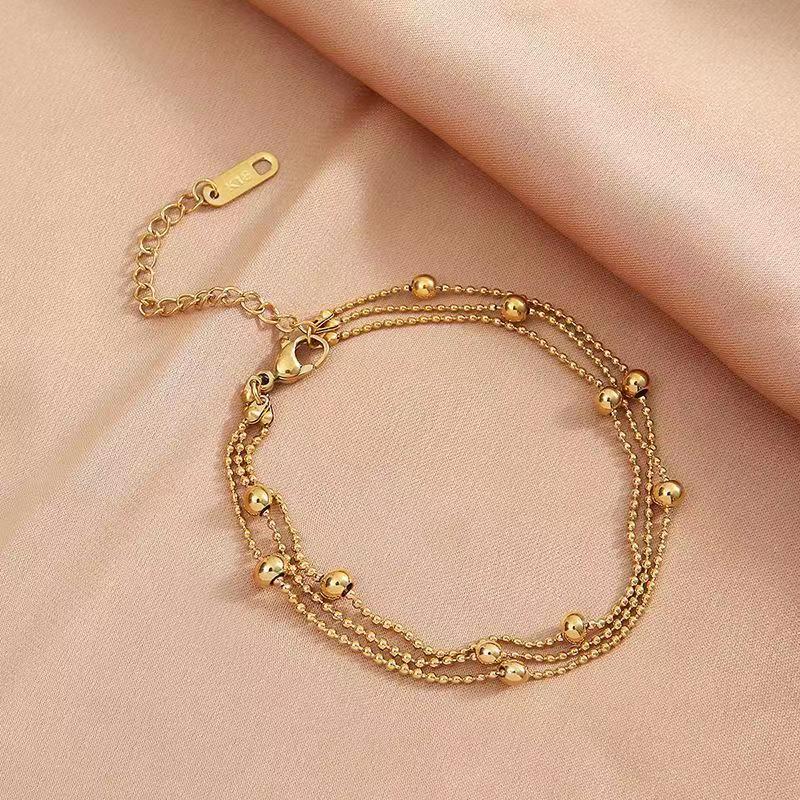 Hip-Hop Vintage Style Round, Stainless Steel, 18K Gold Plated Anklet