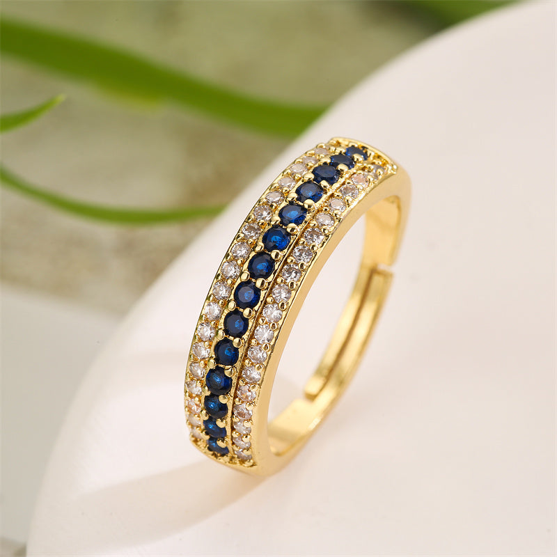 Simple Style Commute Round Copper Plating Inlay Zircon Gold Plated Open Ring