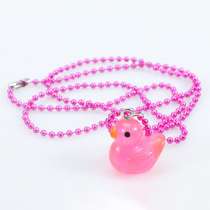 Cute Duck Plastic Resin Children Rings Necklace