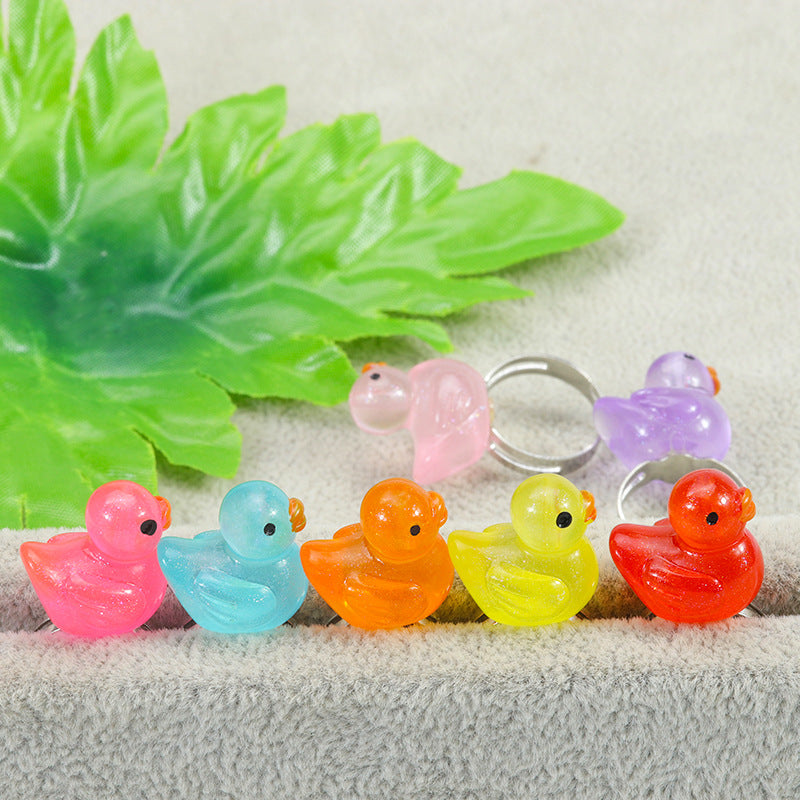 Cute Duck Plastic Resin Children Rings Necklace