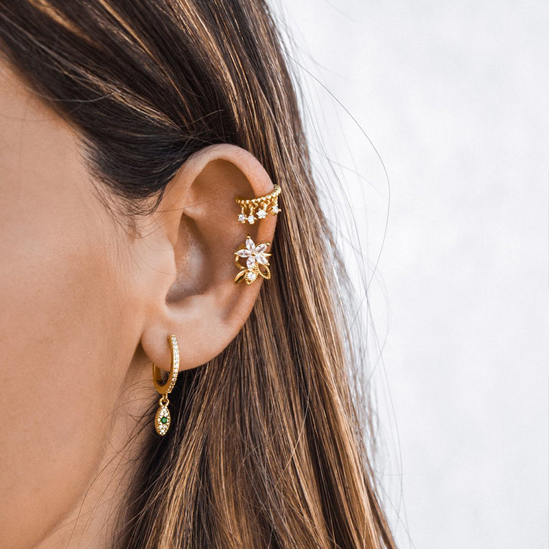 Όμορφα χάλκινα σκουλαρίκια σε μοτίφ ματιού διακοσμημένα με Ζιργκόν