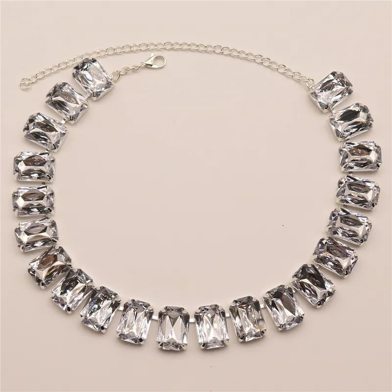 Glamorous "Queen's choker" with square rhinestones by alloy